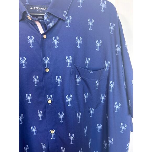 Mizzen + Main Men Classic Leeward Trim Fit Lobster Print Performance Shirt XXL - Picture 5 of 12